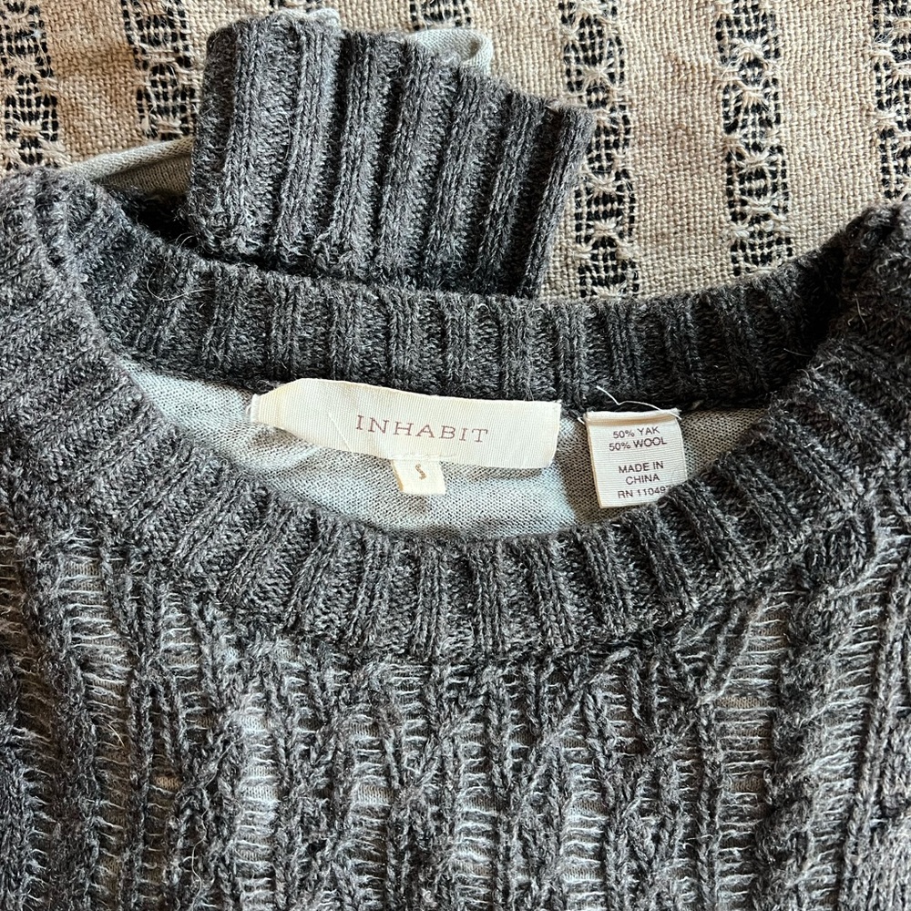 Inhabit Charcoal Cable Knit Turtleneck Sweater